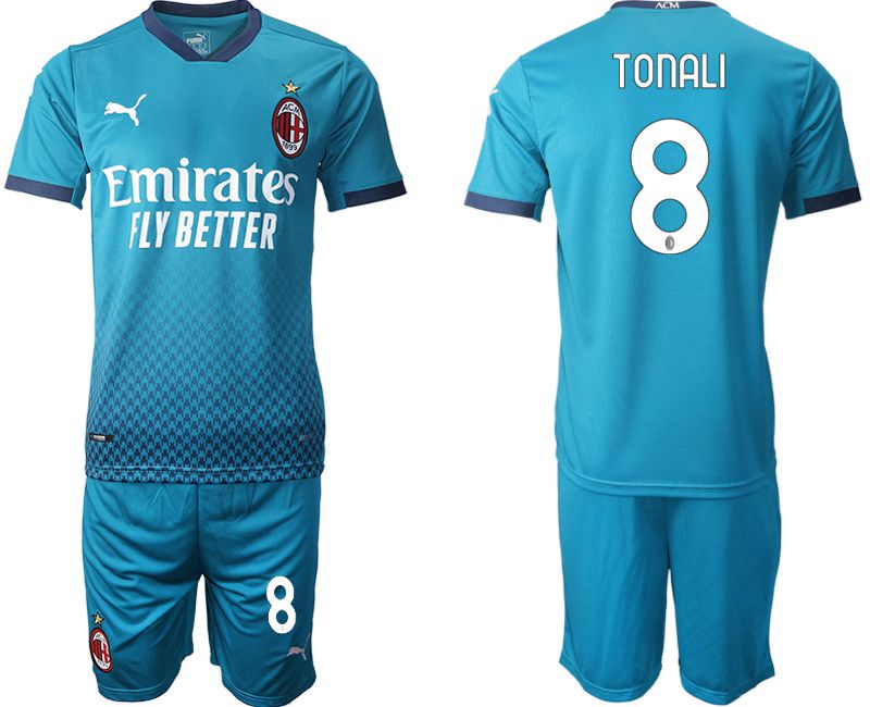 Men 2020-2021 club AC milan away #8 blue Soccer Jerseys